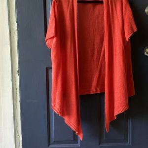 Eileen Fisher Orange 100% linen open front cardigan sweater. 2X